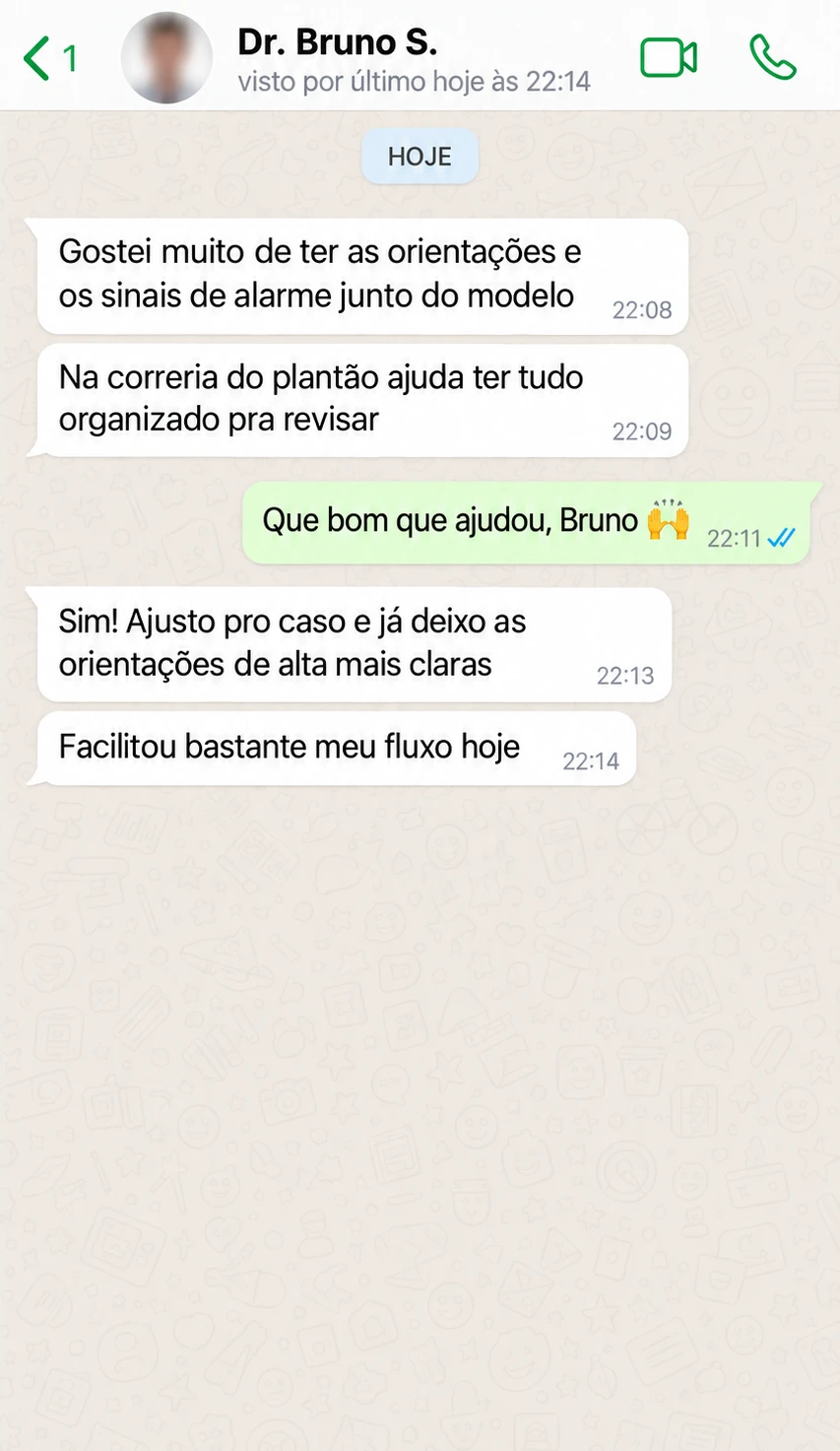 Conversa ilustrativa 3 sobre o uso do Receita Rápida PS; não é um depoimento real.